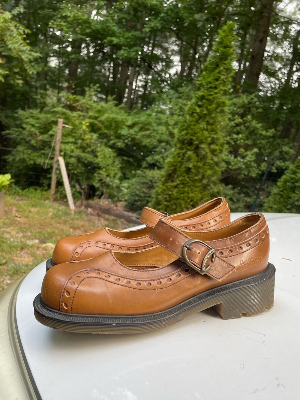 Dr Marten England Vintage Brogue Leather Mary Jane Clog Shoes Size 8 Woman’s (6) - Picture 5 of 14